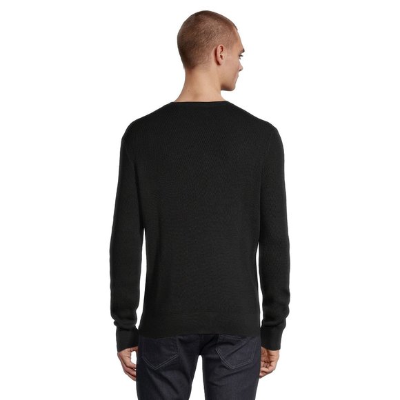 (NWT) Black Brown 1826 - Men's black textured cotton crewneck sweater (medium) - Picture 2 of 2
